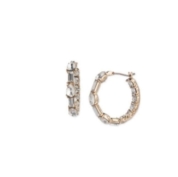 New Givenchy Small Baguette & Pear-Shape Crystal Hoop Earrings, 0.78, NWT - Picture 8 of 9